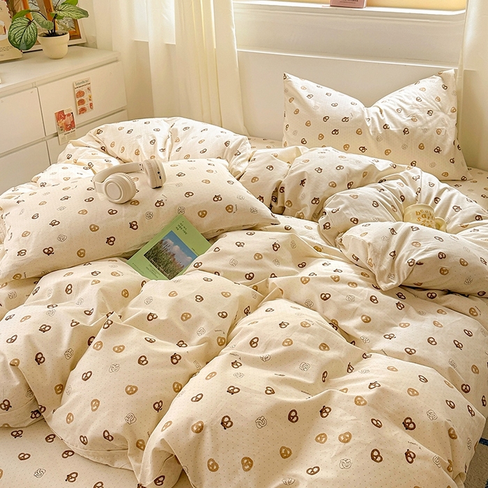 91家纺网 家纺一手货源 找家纺 田野2025新款13372全A全棉四件套 曲奇