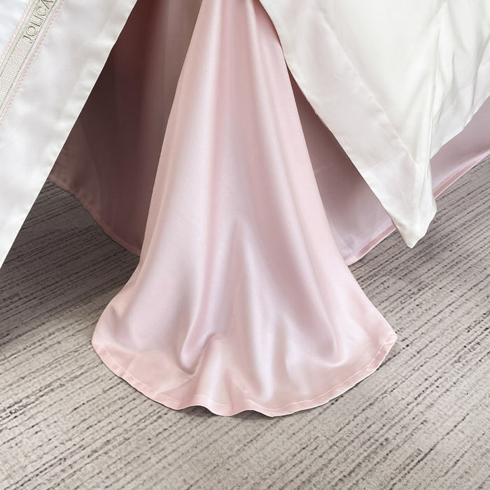 91家纺网 家纺一手货源 找家纺 高端轻奢A类母婴级兰精天丝全工艺刺绣四件套高端真丝夏季丝滑裸睡床上用品  维曼-香颂粉