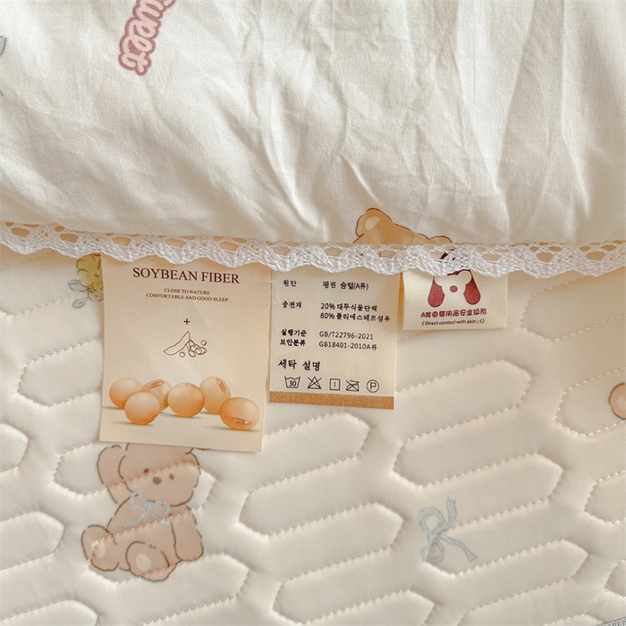 91家纺网 家纺一手货源 找家纺 慕尚家纺  2025春夏新款乳胶凉席水洗棉夏被夏凉被空调被三件套四件套 宝贝小熊