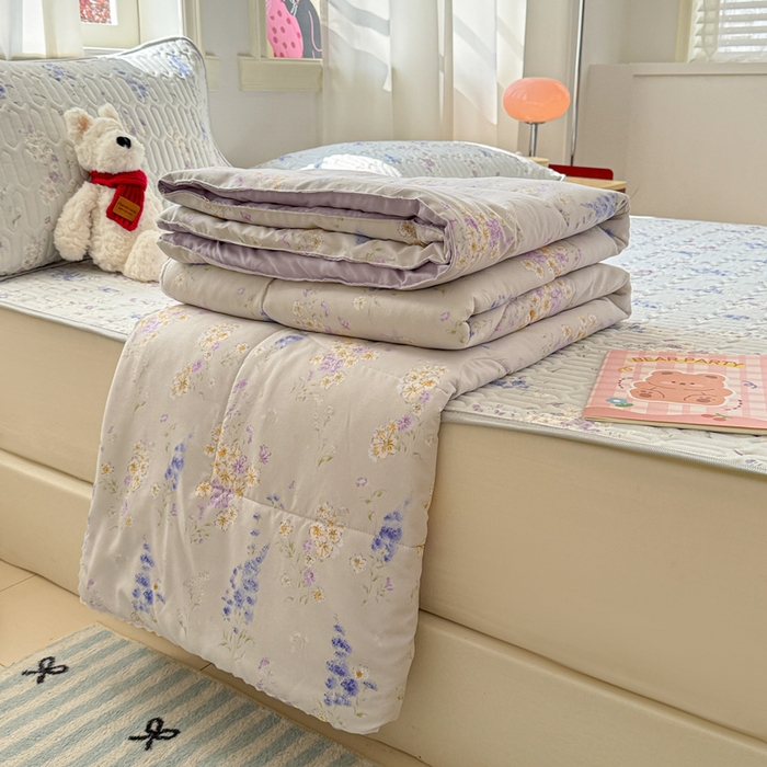 91家纺网 家纺一手货源 找家纺 慕尚家纺  2025春夏新款乳胶凉席水洗棉夏被夏凉被空调被三件套四件套 花梦