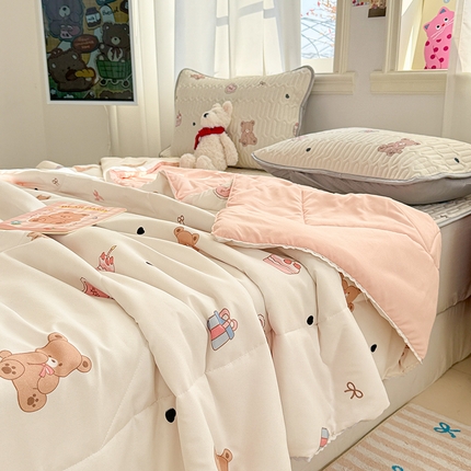 91家纺网 家纺一手货源 找家纺 （总）慕尚家纺  2025春夏新款乳胶凉席水洗棉夏被夏凉被空调被三件套四件套