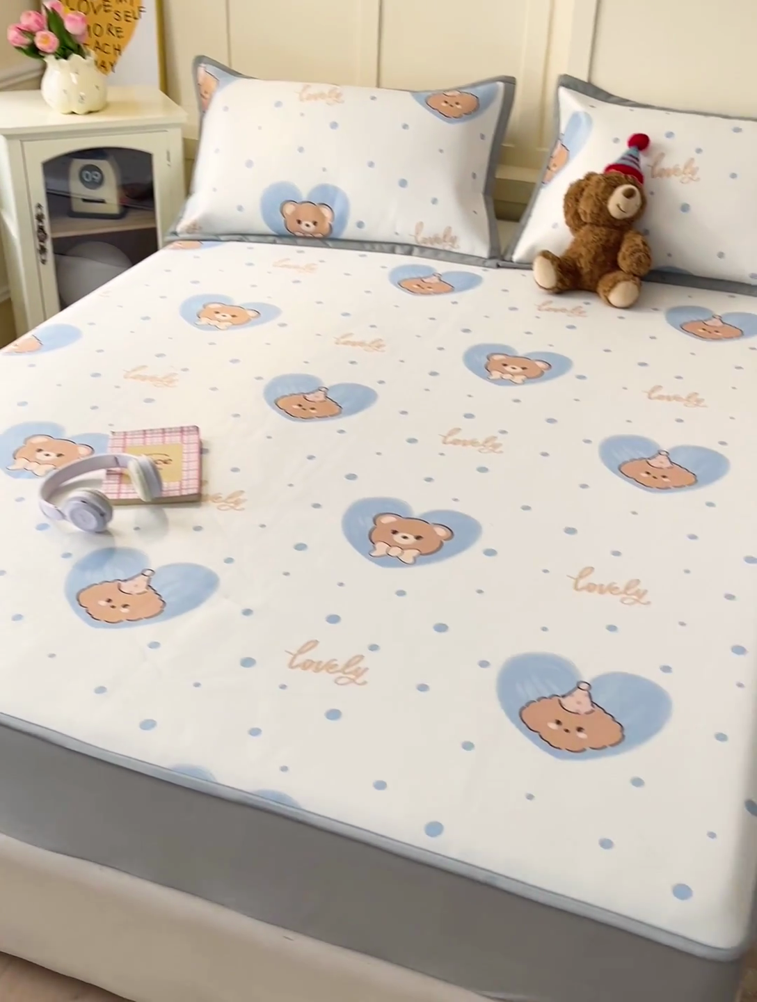 91家纺网 家纺一手货源 找家纺 （总）富馨莱 2025新款床笠款冰藤印花凉席A类抗菌冰丝席支持定制尺寸