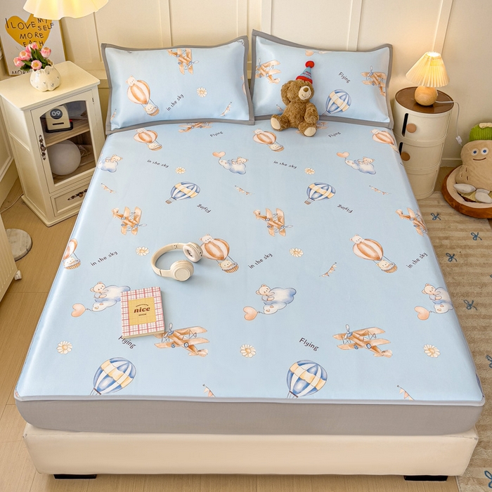 91家纺网 家纺一手货源 找家纺 富馨莱 2025新款床笠款冰藤印花凉席A类抗菌冰丝席支持定制尺寸 星空探险家