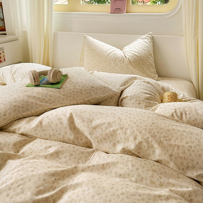 91家纺网 家纺一手货源 找家纺 田野2025新款13372全A全棉四件套 丛林兔