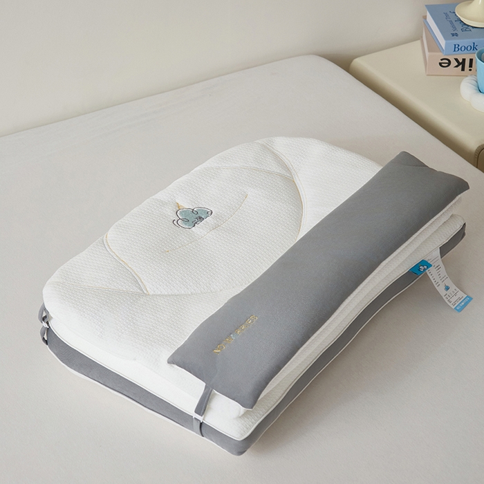 91家纺网 家纺一手货源 找家纺 昕科 2025新款云颈二合一可拆卸牵引枕芯-小被子小毯子枕头刺绣双层枕芯 云颈二合一枕-灰色