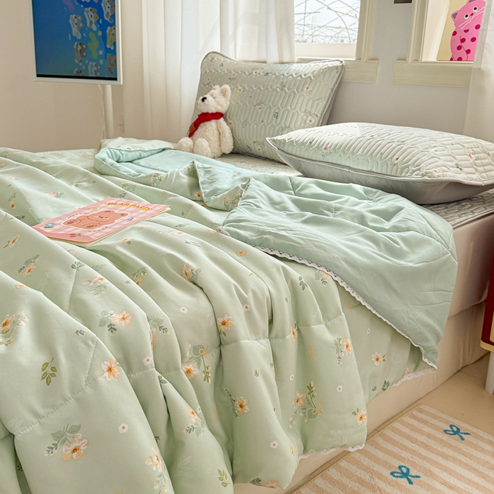 91家纺网 家纺一手货源 找家纺 慕尚家纺  2025春夏新款乳胶凉席水洗棉夏被夏凉被空调被三件套四件套 夏日蝴蝶