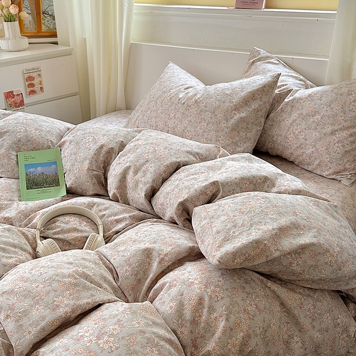 91家纺网 家纺一手货源 找家纺 田野2025新款13372全A全棉四件套 春色