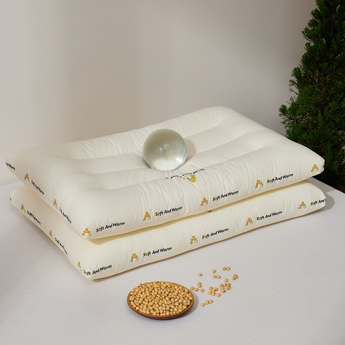 91家纺网 家纺一手货源 找家纺 （总）昕科 2025新款全棉A类大豆纤维立体安睡枕头-高中低款-纯棉大豆纤维枕芯