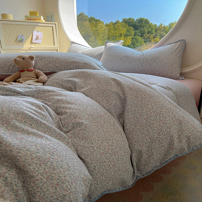 91家纺网 家纺一手货源 找家纺 葡萄家 2025爆款高克重彩色三角针A类针织双层纱四件套 提供买家秀 三寻