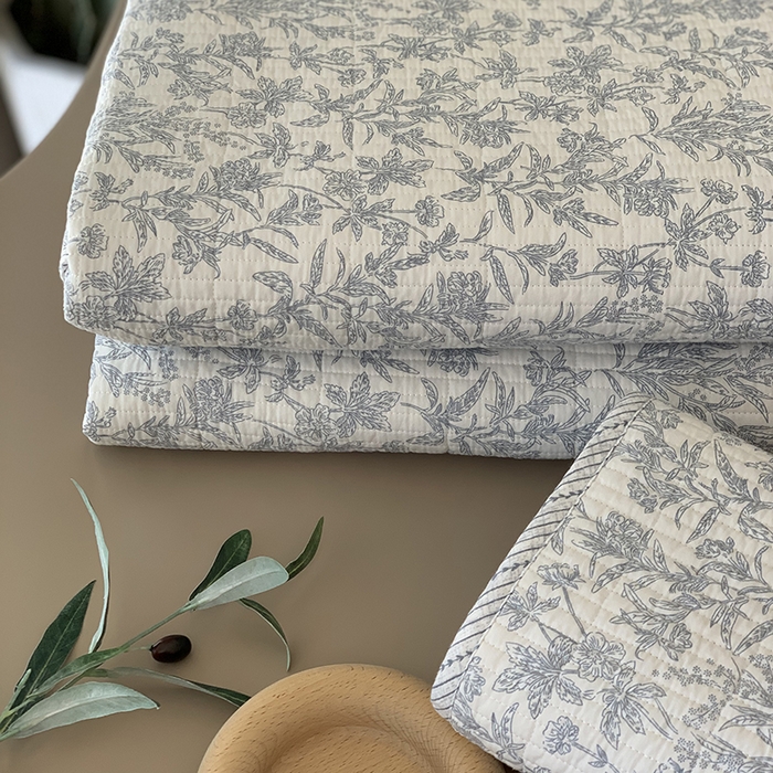 91家纺网 家纺一手货源 找家纺 汇庭 2025新款全棉床盖三件套-实拍 美蓝