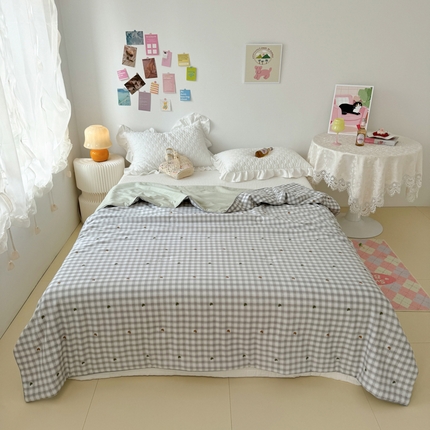 云锦家居  2025新款A类牛奶针织棉夏凉被被子被芯 格伦-灰