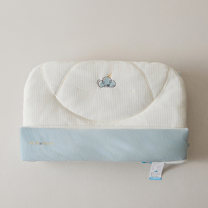 91家纺网 家纺一手货源 找家纺 昕科 2025新款云颈二合一可拆卸牵引枕芯-小被子小毯子枕头刺绣双层枕芯 云颈二合一枕-蓝色