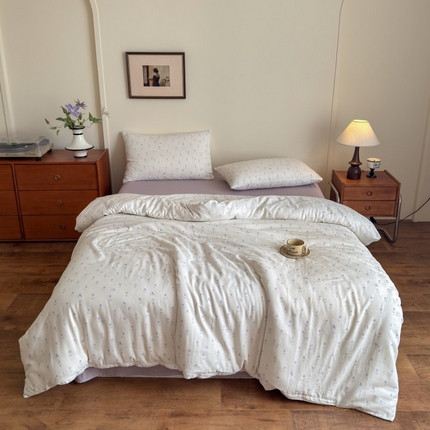 91家纺网 家纺一手货源 找家纺 （总）曲之慕2025新款A类母婴级有氧全棉纯棉双层纱印花四件套