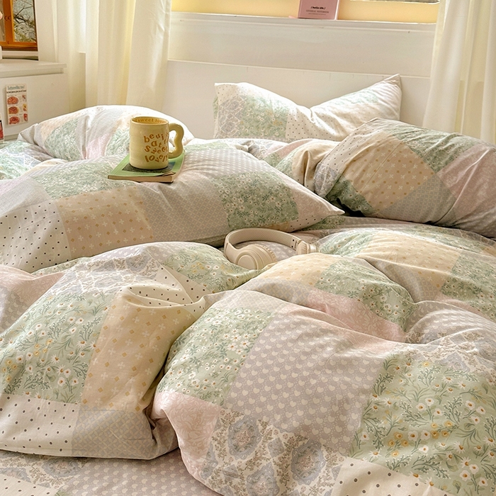 91家纺网 家纺一手货源 找家纺 田野2025新款13372全A全棉四件套 阳光花房