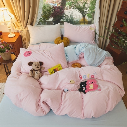 91家纺网 家纺一手货源 找家纺 （总）鑫喜莱家纺 2025新款水洗棉毛巾绣四件套场景二【全系图有买家秀文件】