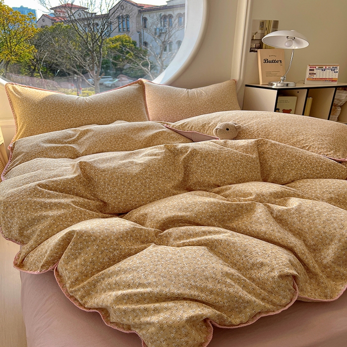 91家纺网 家纺一手货源 找家纺 葡萄家 2025爆款高克重彩色三角针A类针织双层纱四件套 提供买家秀 野忘