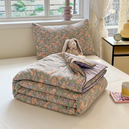 91家纺网 家纺一手货源 找家纺 贝扬思家纺 2025新款水洗皱皱纱系列夏被-系列二 甜心芭乐