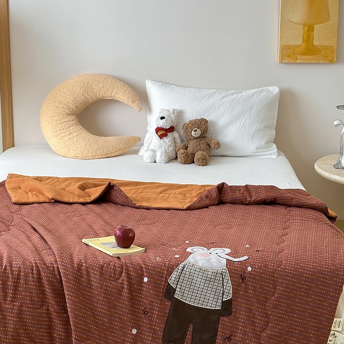 91家纺网 家纺一手货源 找家纺 月夏 2025新款全棉色织提花新疆棉花夏被被子被芯-彩点律动 彩点律动-桔色