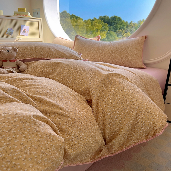 91家纺网 家纺一手货源 找家纺 葡萄家 2025爆款高克重彩色三角针A类针织双层纱四件套 提供买家秀 野忘