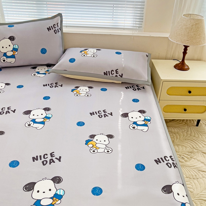 91家纺网 家纺一手货源 找家纺 富馨莱 2025新款平铺款冰藤印花凉席A类抗菌冰丝席支持定制尺寸 乖乖狗