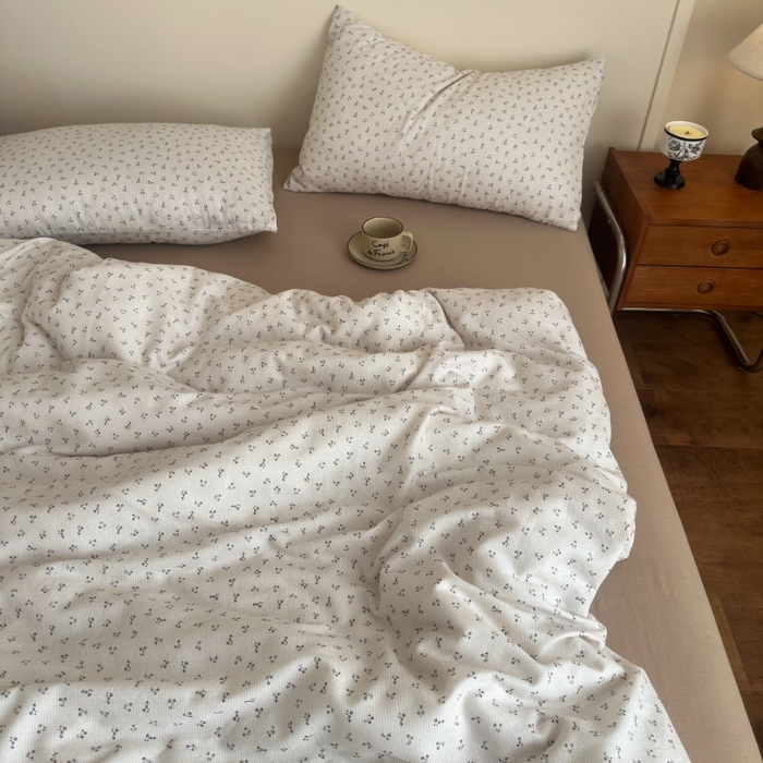 91家纺网 家纺一手货源 找家纺 曲之慕2025新款A类母婴级有氧全棉纯棉双层纱印花四件套 素锦-咖