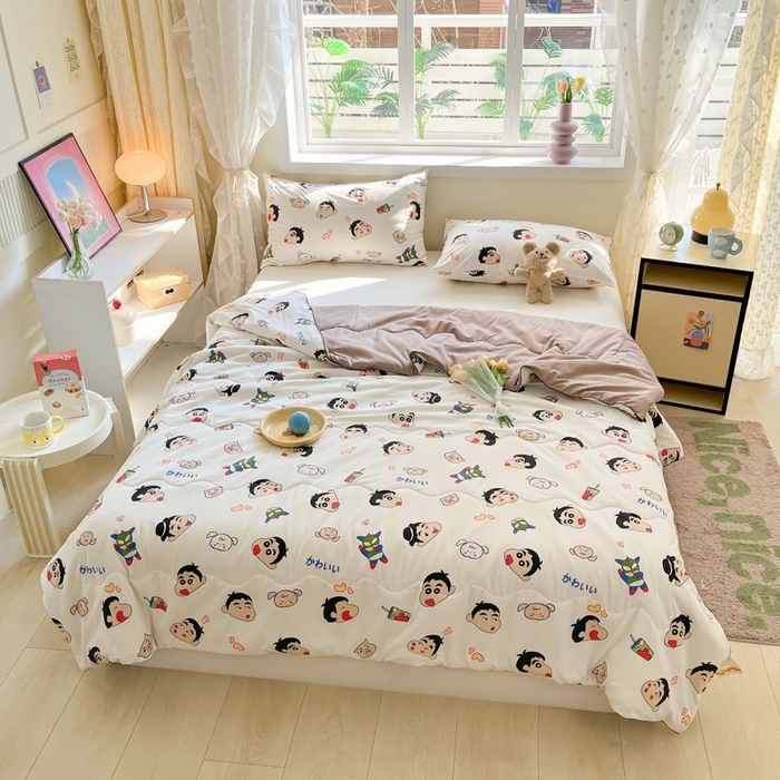 91家纺网 家纺一手货源 找家纺 贝扬思家纺 2025新款水洗皱皱纱系列夏被-系列二 趣味小新