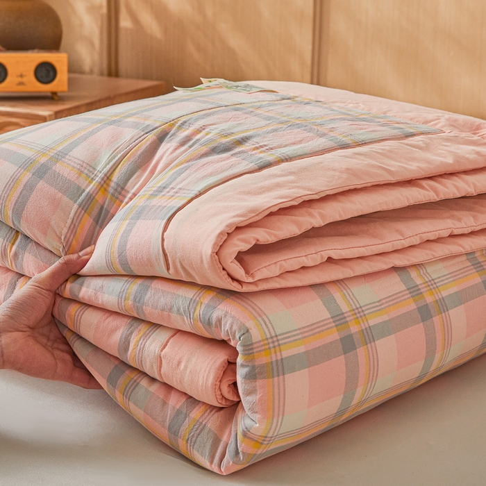 91家纺网 家纺一手货源 找家纺 伊人坊 A类水洗棉新疆棉花夏被 简兮-粉