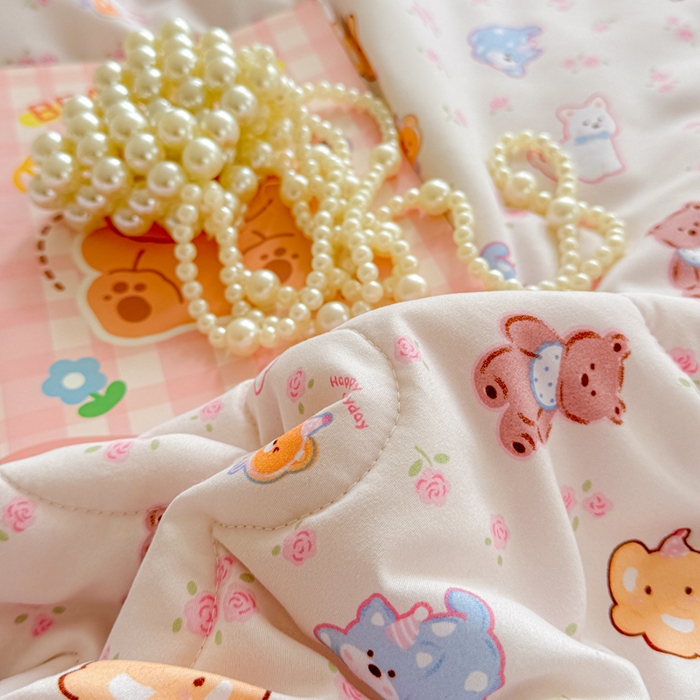 91家纺网 家纺一手货源 找家纺 慕尚家纺 2025新款水洗棉花边工艺羽丝棉卡通系列夏被 小奶狗