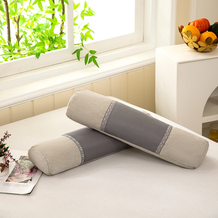 91家纺网 家纺一手货源 找家纺 九州枕芯2025新款透气网荞麦护颈枕枕头枕芯 米色12x50x8cm/只