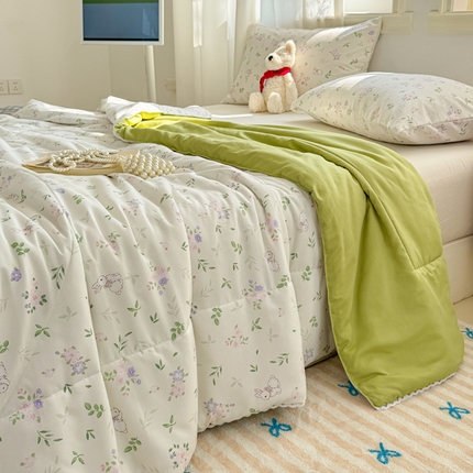 91家纺网 家纺一手货源 找家纺 （总）慕尚家纺 2025新款水洗棉花边工艺羽丝棉卡通系列夏被