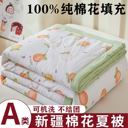 2025新款小花款新疆棉花夏被【棉花含量100%】夏季空调被薄被子可机洗夏凉被 蜜桃四季春