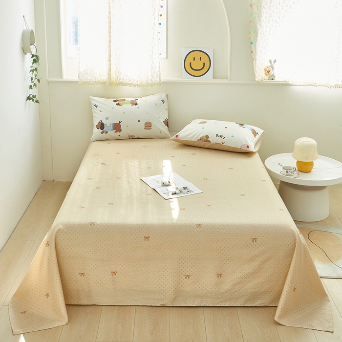 91家纺网 家纺一手货源 找家纺 黛妮雅 2025新款AB版全棉印花单被套床单枕套 腊肠狗