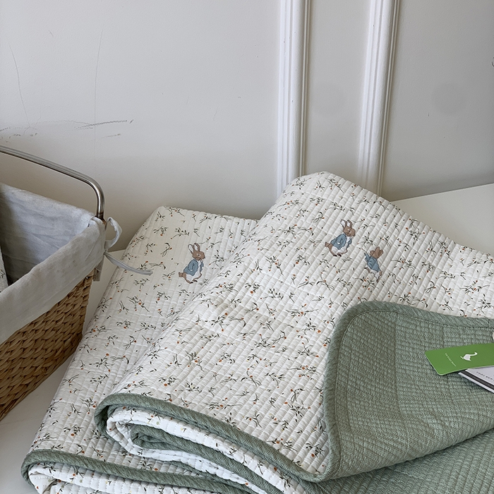 91家纺网 家纺一手货源 找家纺 汇庭 2025新款全棉床盖三件套-实拍 萝卜兔