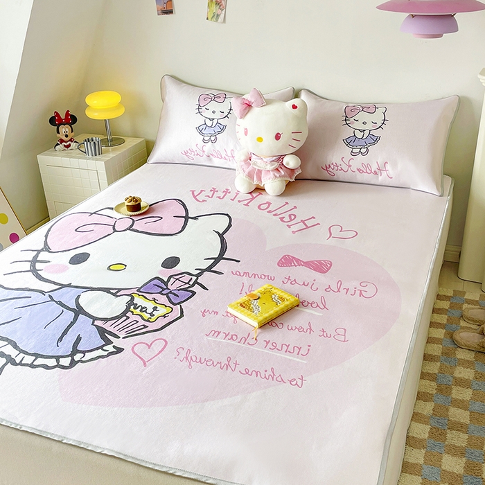 91家纺网 家纺一手货源 找家纺 米帛家纺 2025新款 A类大版三丽鸥冰藤席-床席款 香水凯蒂猫