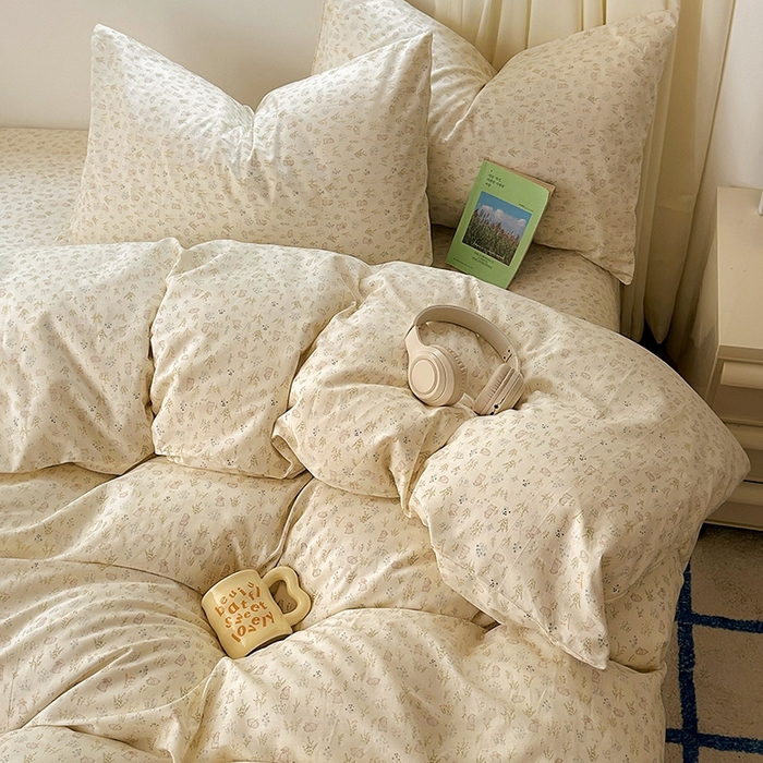 91家纺网 家纺一手货源 找家纺 田野2025新款13372全A全棉四件套 丛林兔