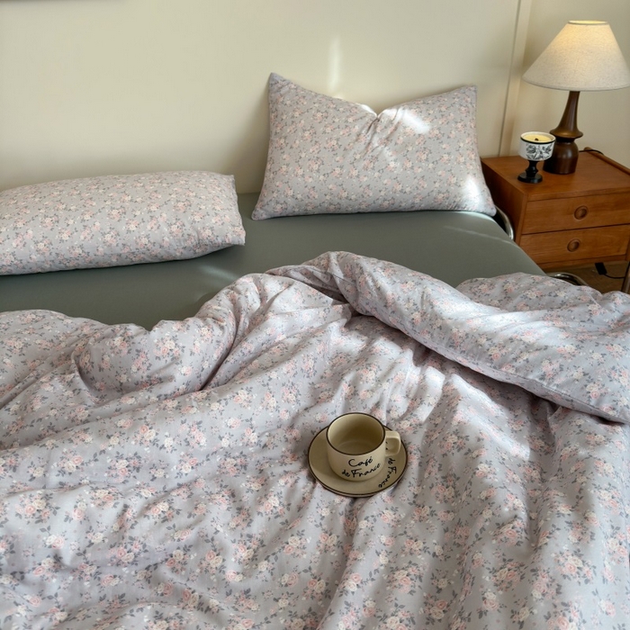 91家纺网 家纺一手货源 找家纺 曲之慕2025新款A类母婴级有氧全棉纯棉双层纱印花四件套 莉雅-绿