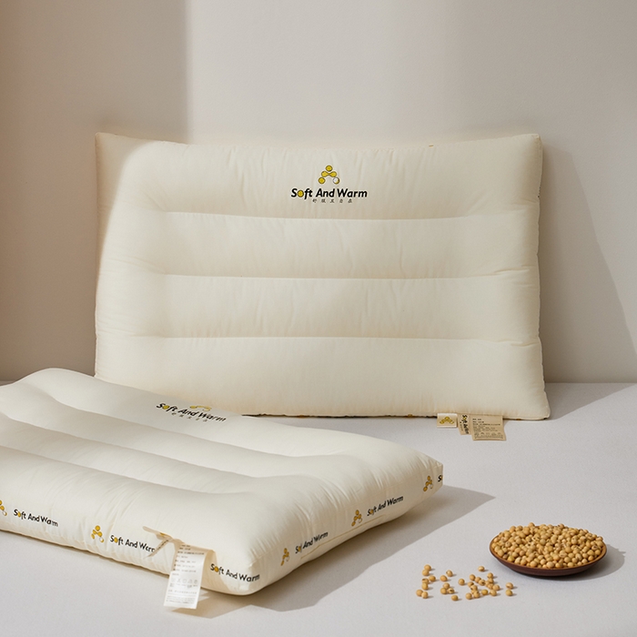 91家纺网 家纺一手货源 找家纺 （总）昕科 2025新款全棉A类大豆纤维立体安睡枕头-高中低款-纯棉大豆纤维枕芯