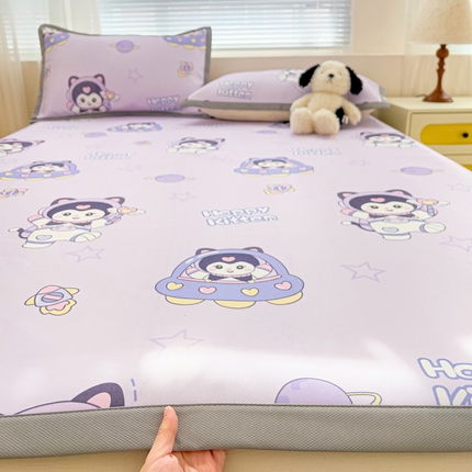 91家纺网 家纺一手货源 找家纺 富馨莱 2025新款平铺款冰藤印花凉席A类抗菌冰丝席支持定制尺寸 淘气喵