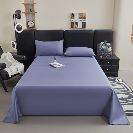 雅萱家纺 2025新款40S斜纹13372全棉纯色床单 40S宾利蓝