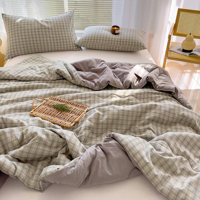 91家纺网 家纺一手货源 找家纺 2025新款无印风夏被 咖大格