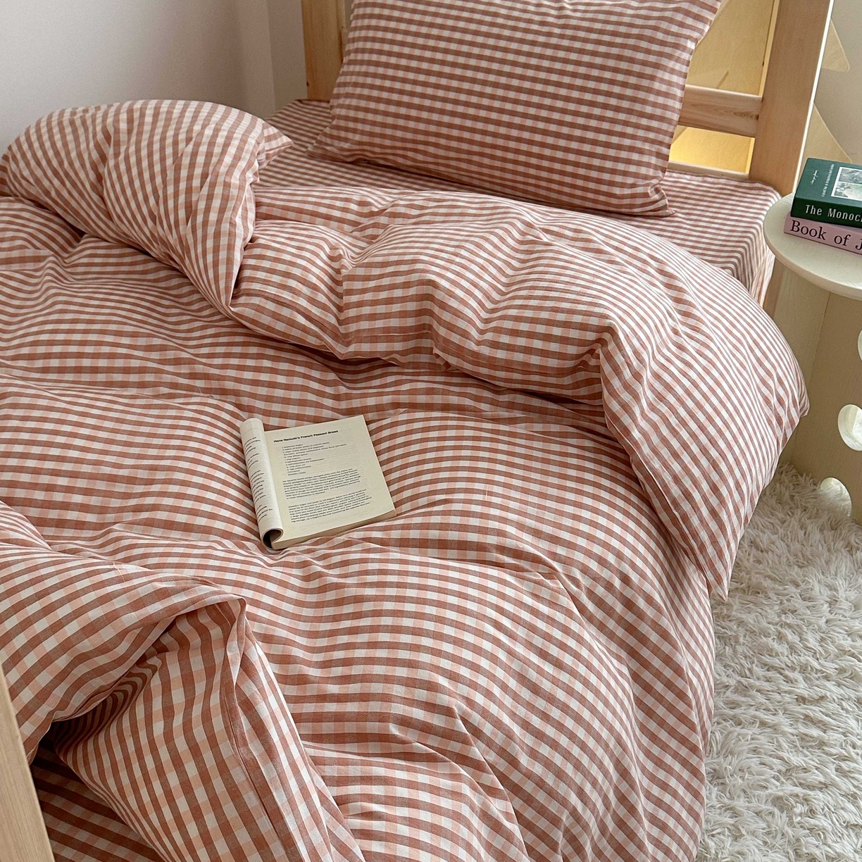 91家纺网 家纺一手货源 找家纺 拔萃 2025新款全棉纯棉色织学生上下铺套件格子纯棉宿舍三件套六件套 玉小格