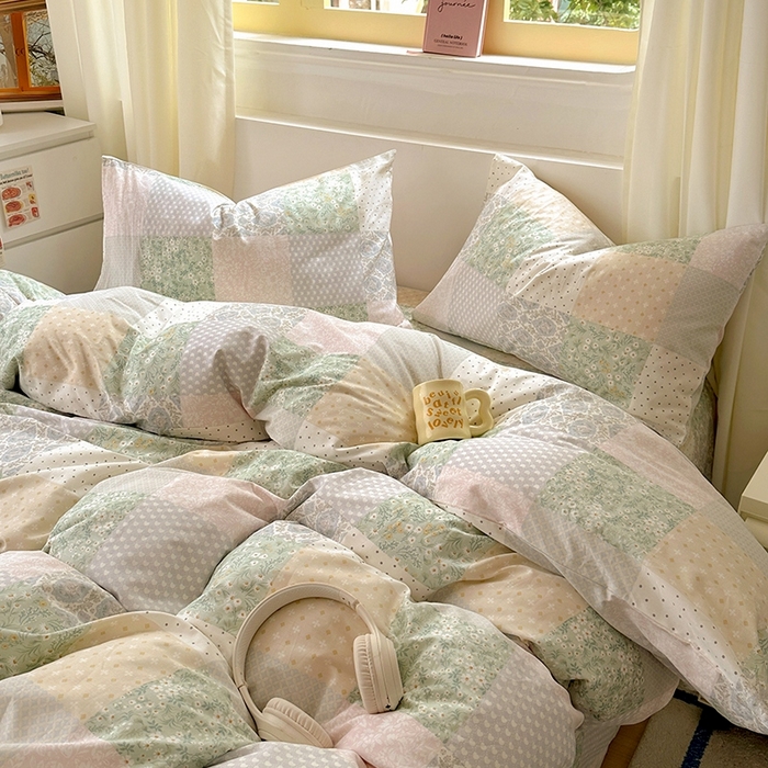 91家纺网 家纺一手货源 找家纺 田野2025新款13372全A全棉四件套 阳光花房