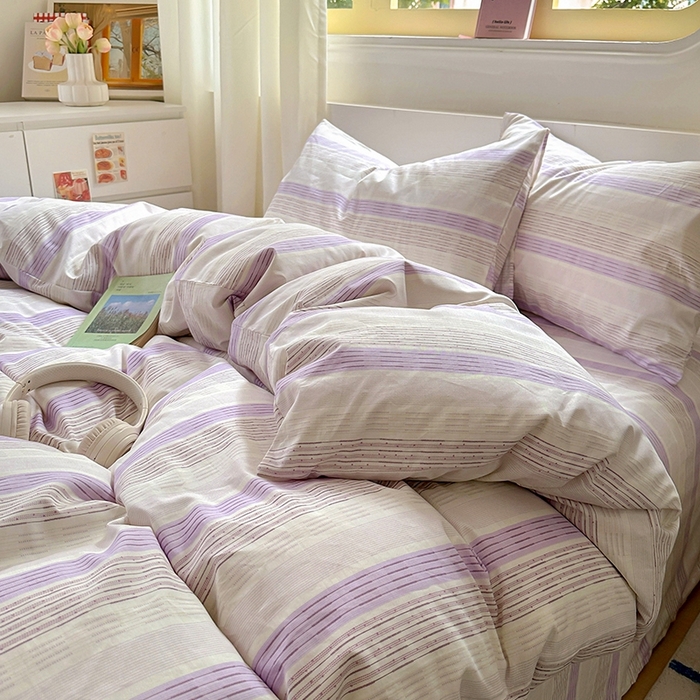 91家纺网 家纺一手货源 找家纺 田野2025新款13372全A全棉四件套 紫椰千层
