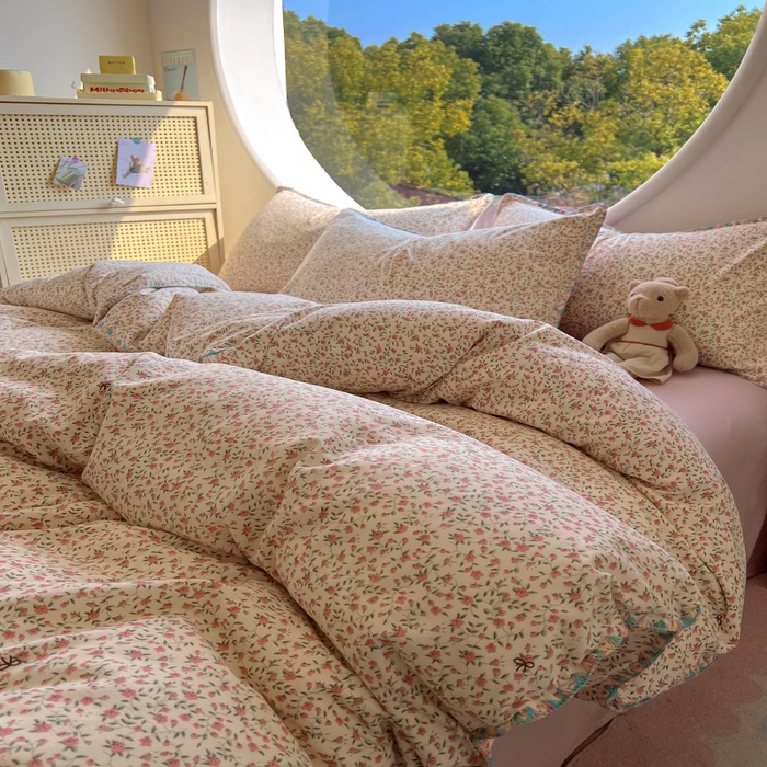 91家纺网 家纺一手货源 找家纺 葡萄家 2025爆款高克重彩色三角针A类针织双层纱四件套 提供买家秀 小森屿