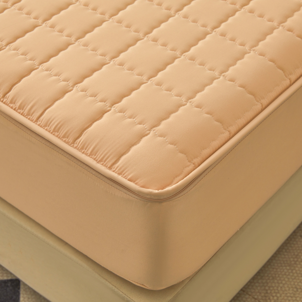 91家纺网 家纺一手货源 找家纺 欧邦 2025新款可拆卸六面全包夹棉床笠 单面夹棉-羊驼色