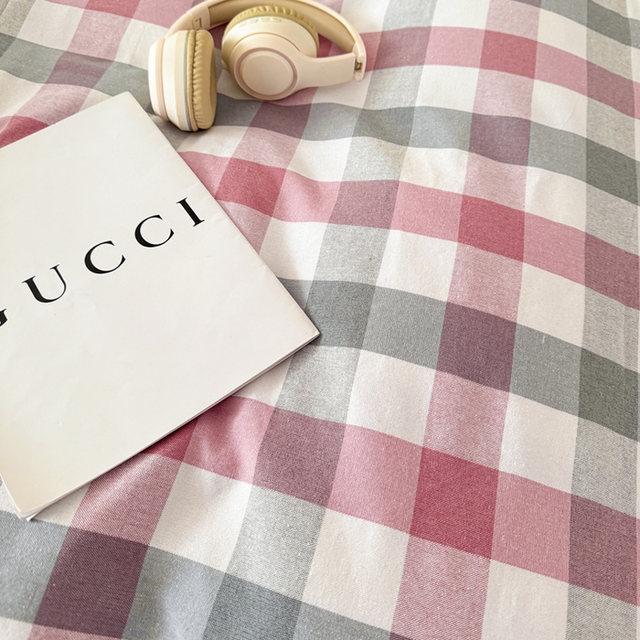 91家纺网 家纺一手货源 找家纺 首爱家纺 2025新款色织老粗布床单老粗布凉席三件套 花格