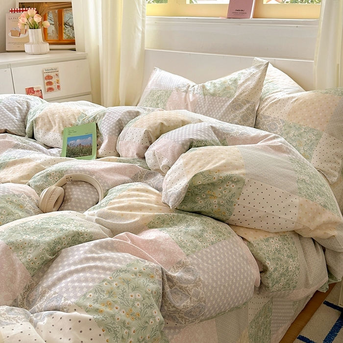 91家纺网 家纺一手货源 找家纺 田野2025新款13372全A全棉四件套 阳光花房