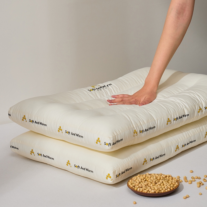 91家纺网 家纺一手货源 找家纺 昕科 2025新款全棉A类大豆纤维立体安睡枕头-高中低款-纯棉大豆纤维枕芯 大豆立体安睡-低枕