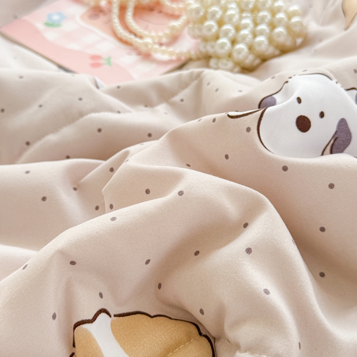 91家纺网 家纺一手货源 找家纺 慕尚家纺 2025新款水洗棉花边工艺羽丝棉卡通系列夏被 巴克狗