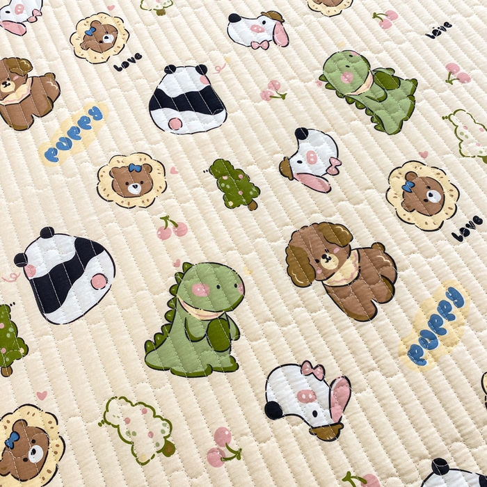 91家纺网 家纺一手货源 找家纺 顺顺家纺 2025新款全棉卡通夹棉床盖 森林集会